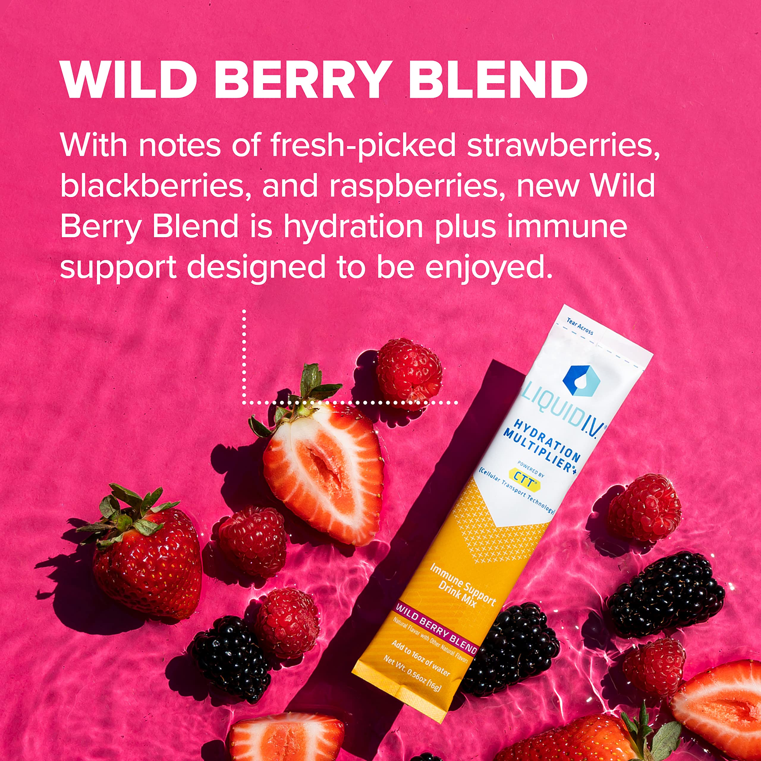 Liquid I.V. Hydration Multiplier + Immune Support -Wild Berry Blend - Hydration Powder