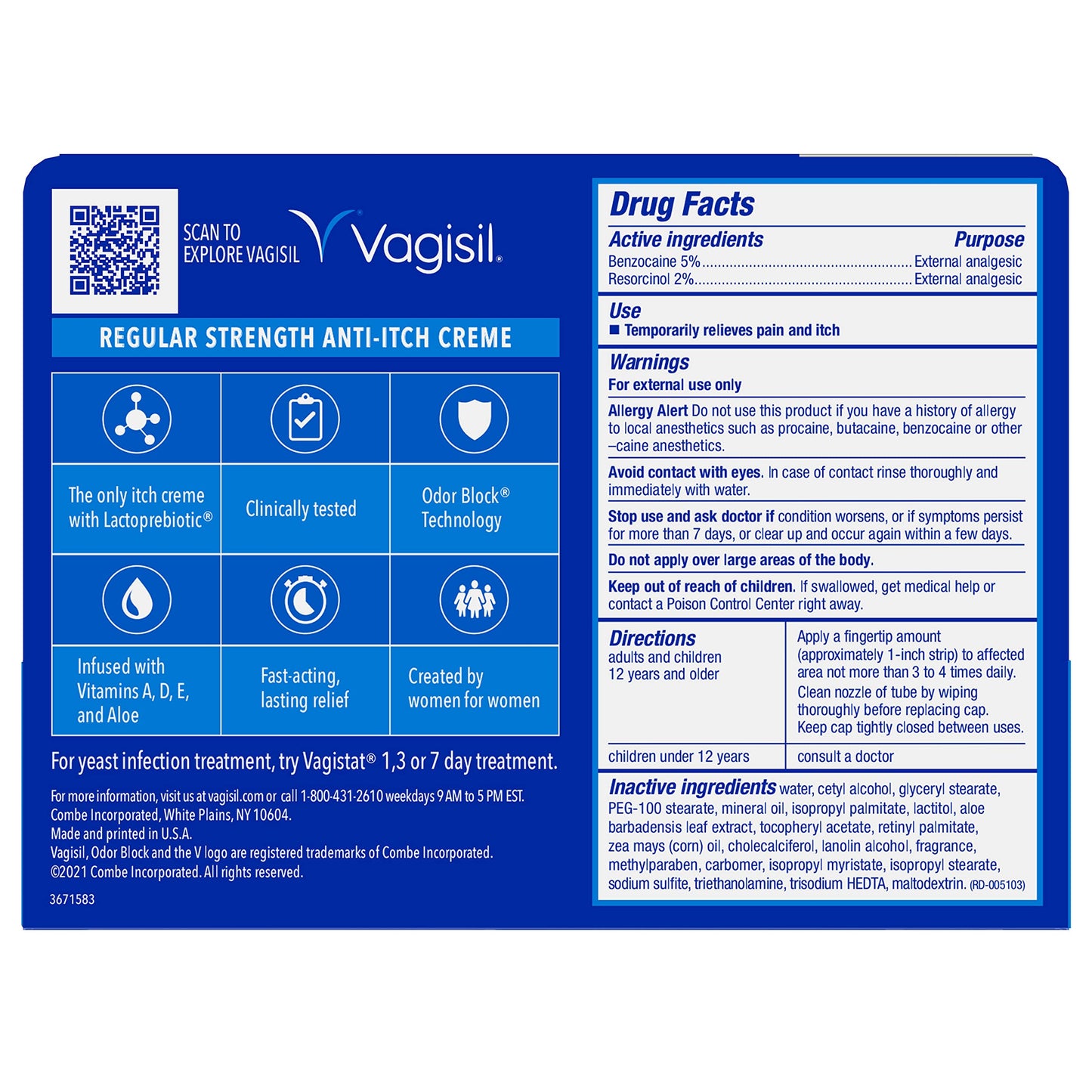 Vagisil Regular Strength Anti-Itch Feminine Cream for Women, Gynecologist Tested