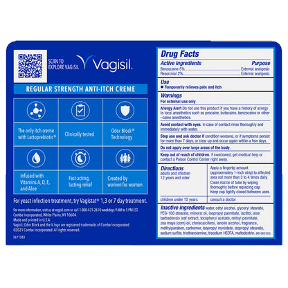 Vagisil Regular Strength Anti-Itch Feminine Cream for Women, Gynecologist Tested