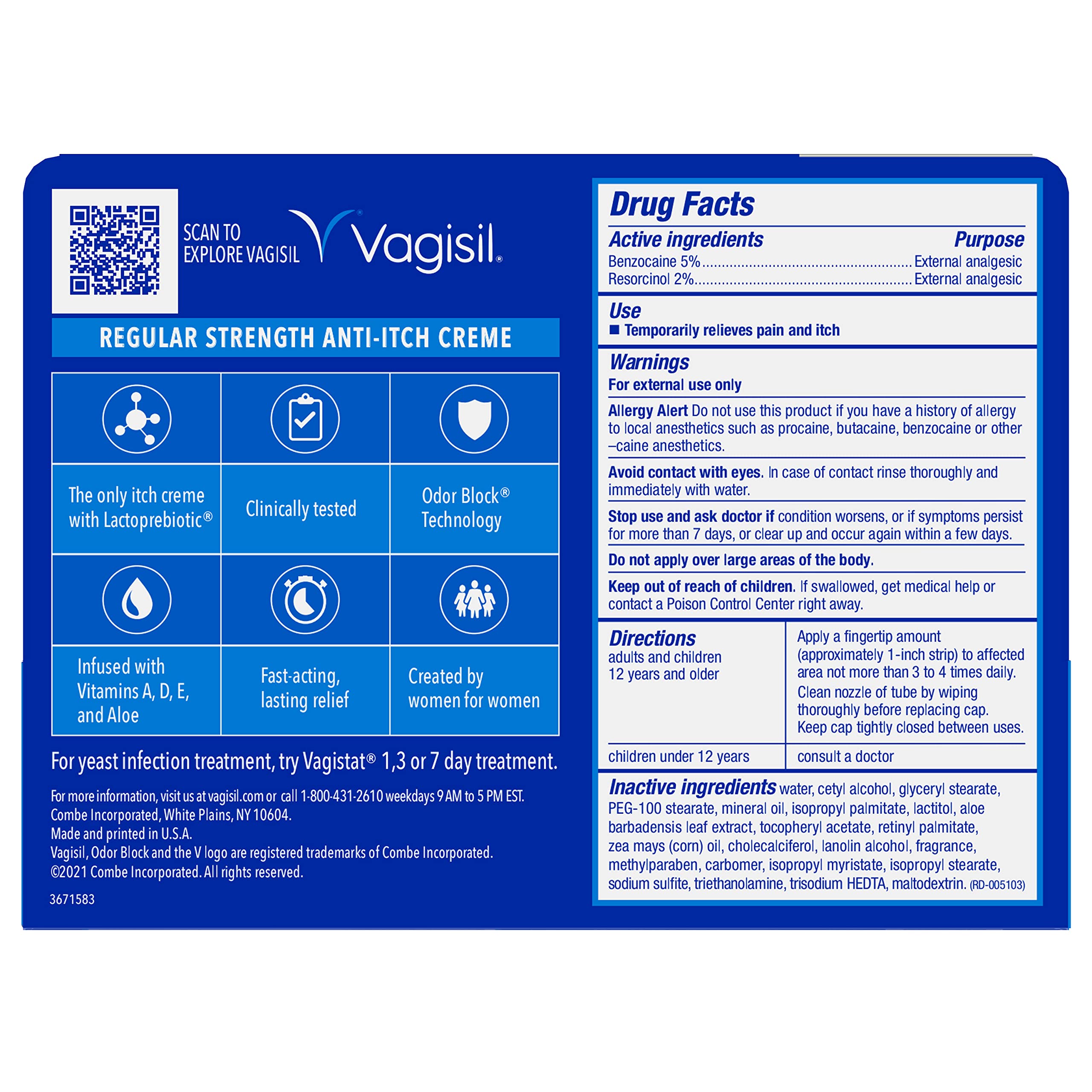 Vagisil Regular Strength Anti-Itch Feminine Cream for Women, Gynecologist Tested Vagisil