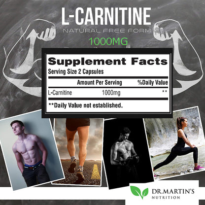 DR. MARTIN'S NUTRITION Extra Strength L-Carnitine - 200 Capsules - 1000mg Per Serving