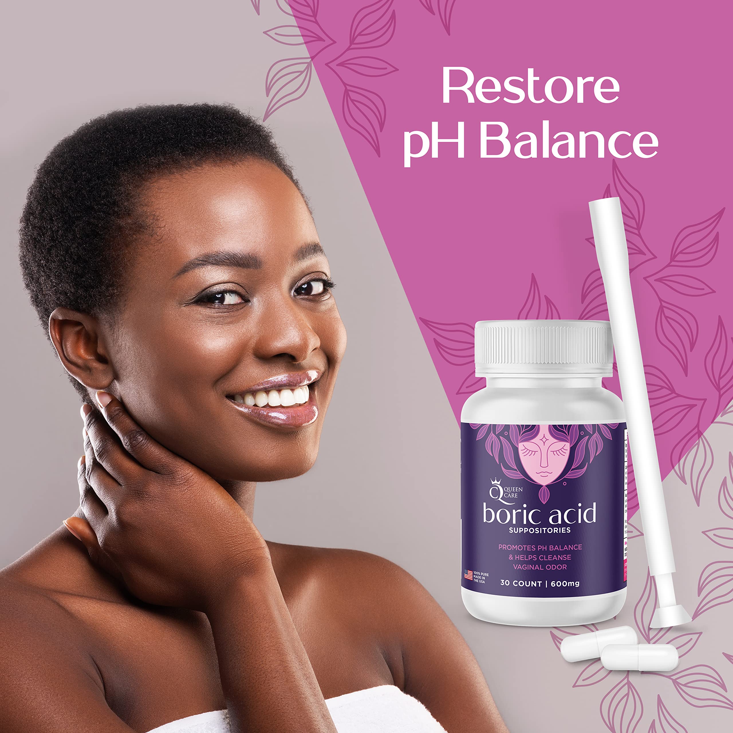 Queen Care - Boric Acid Suppositories & Applicators, Complete Feminine Care, PH Balance for Women Queen Care