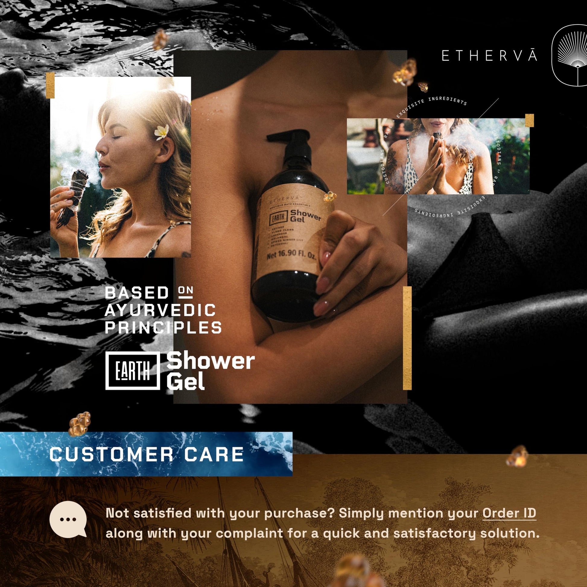 ETHERVA EARTH Body Wash for Men & Women | Patchouli, Vetiver, Incense, Virgin Coconut Oil ETHERVA