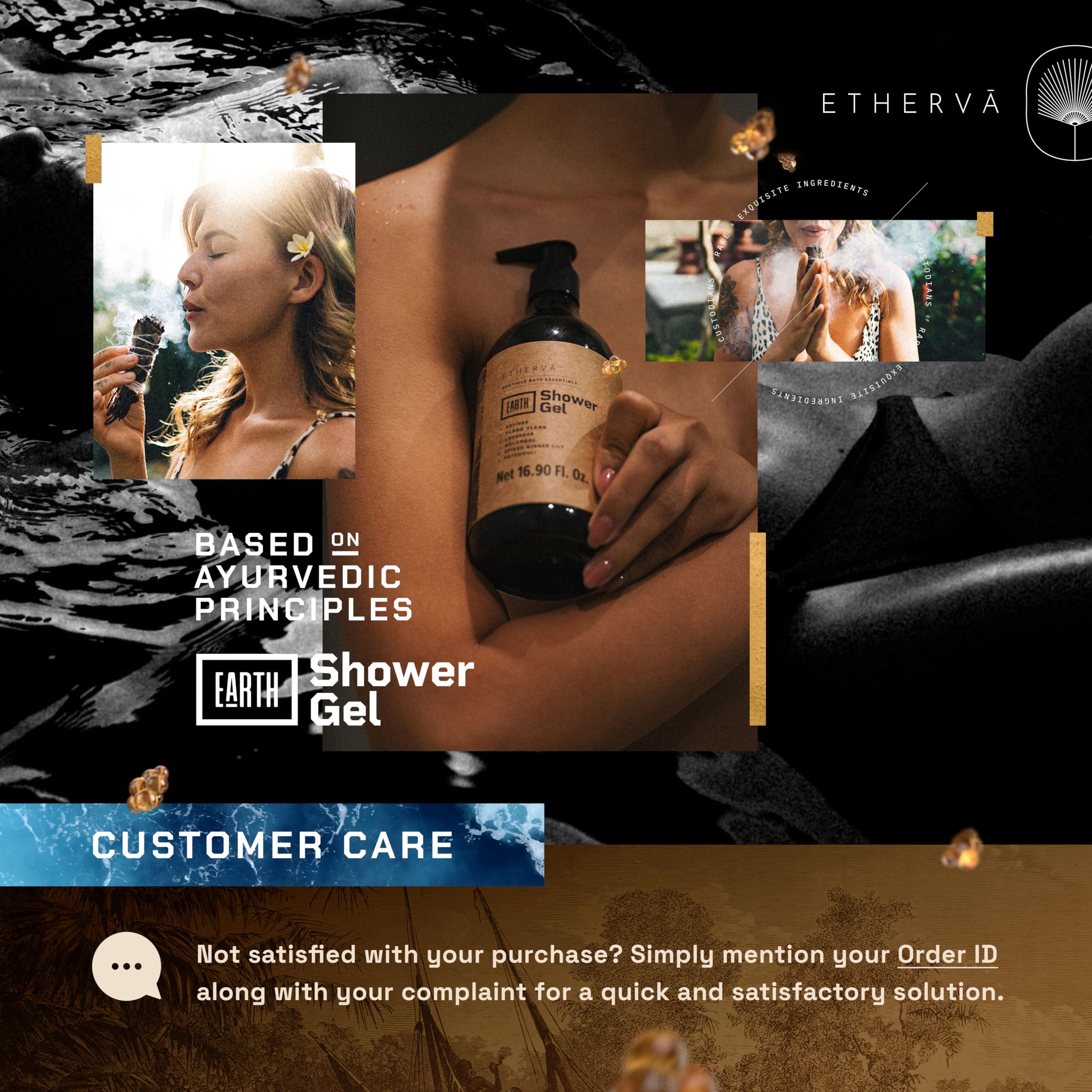 ETHERVA EARTH Body Wash for Men & Women | Patchouli, Vetiver, Incense, Virgin Coconut Oil ETHERVA