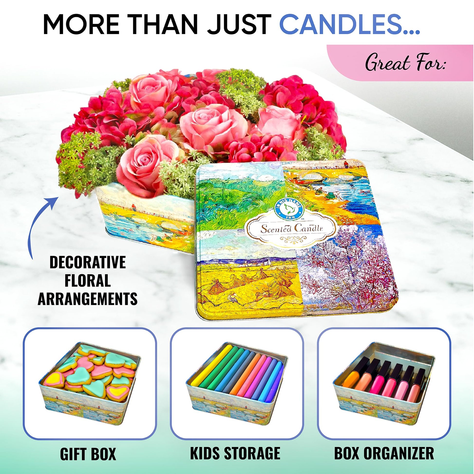 Scented Candles Gift for Women, 4 Pack, Reusable Tin Box, Luxury Candles for Home In His Name