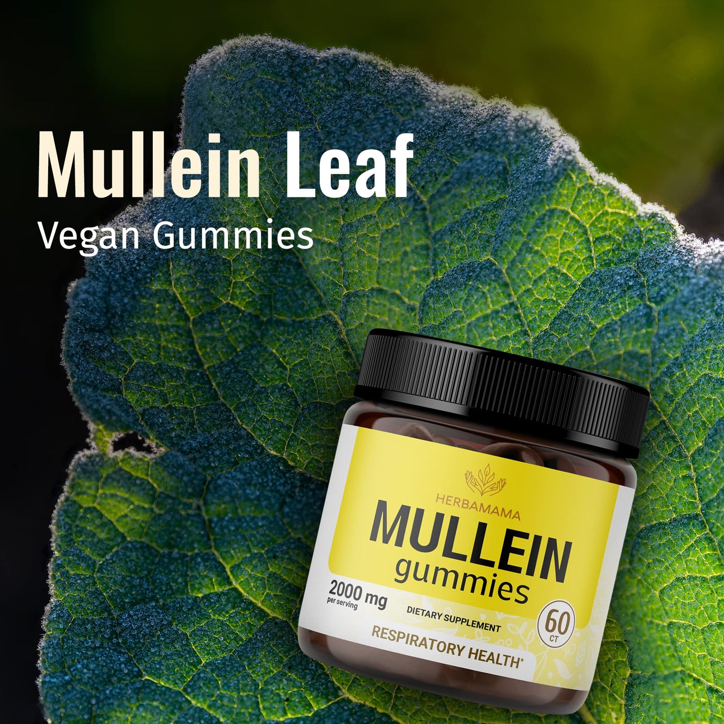 HERBAMAMA Mullein Gummies - Mullein Leaf Dietary Supplement for Respiratory