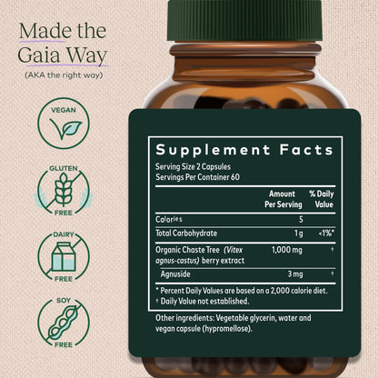 Gaia Herbs Vitex Berry (Chaste Tree) - Supports Hormone Balance & Fertility