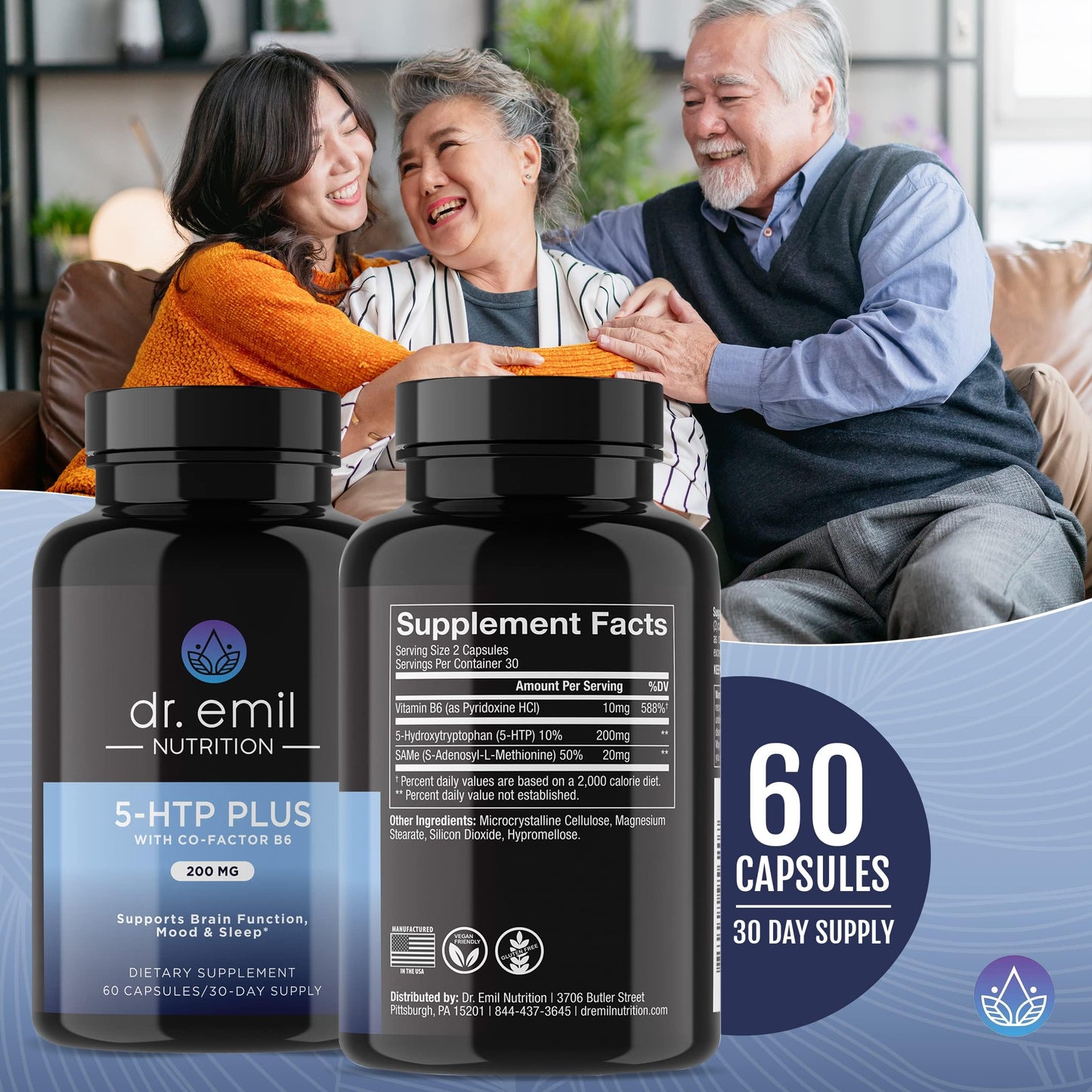 DR EMIL NUTRITION 200 MG 5-HTP Plus with SAM-e to Maintain Normal Healthy Sleep