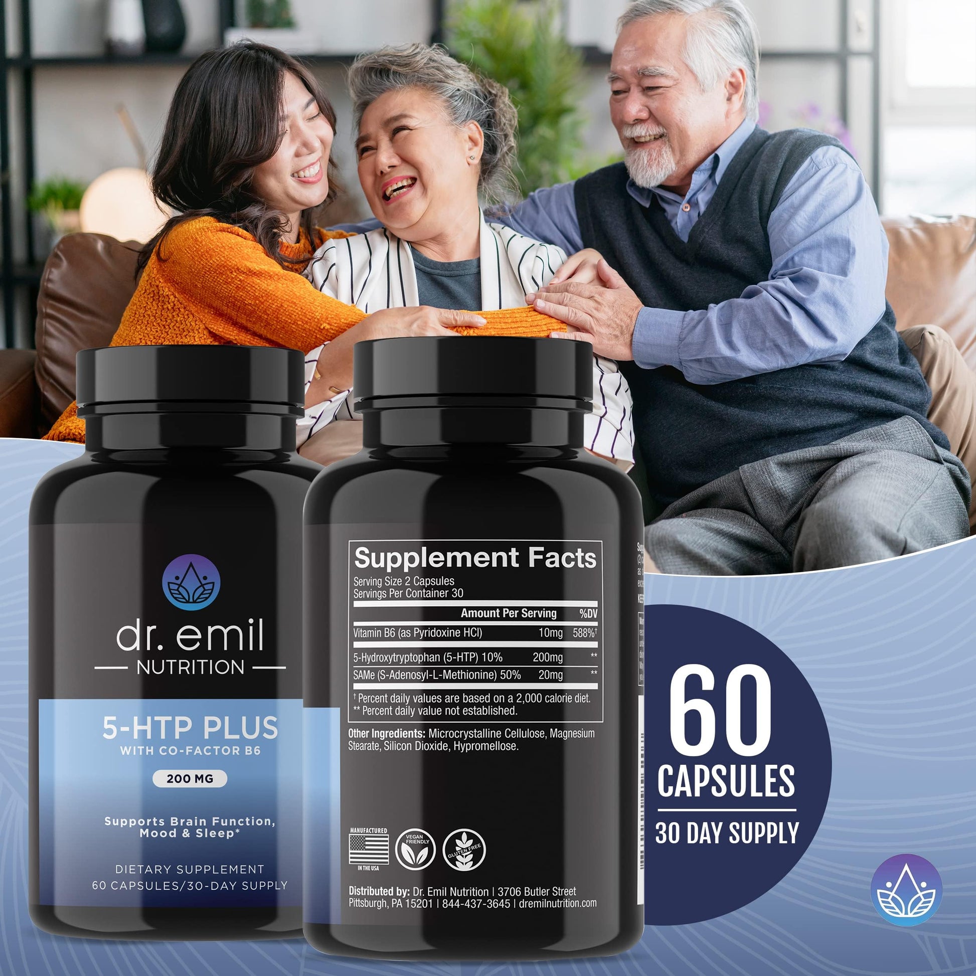 DR EMIL NUTRITION 200 MG 5-HTP Plus with SAM-e to Maintain Normal Healthy Sleep DR EMIL NUTRITION