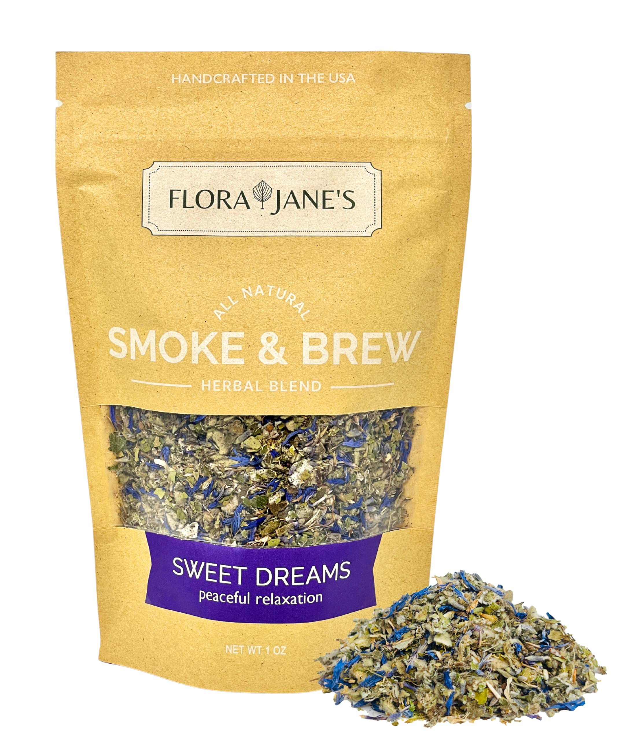 Smoke & Brew - Sweet Dreams Blend for Relaxation and Sleep - Caffiene Free Tea and Smoke Blend