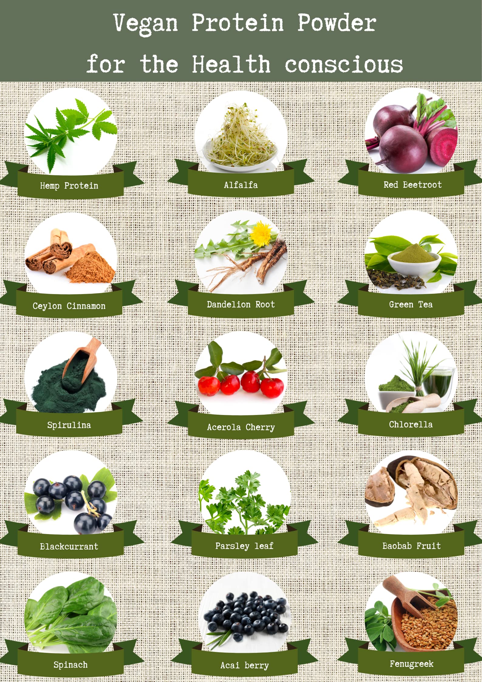 Complementary Supplements - BodyFuel Hemp Protein Powder Plus 14 Superfoods & Phytonutrients Complementary Supplements