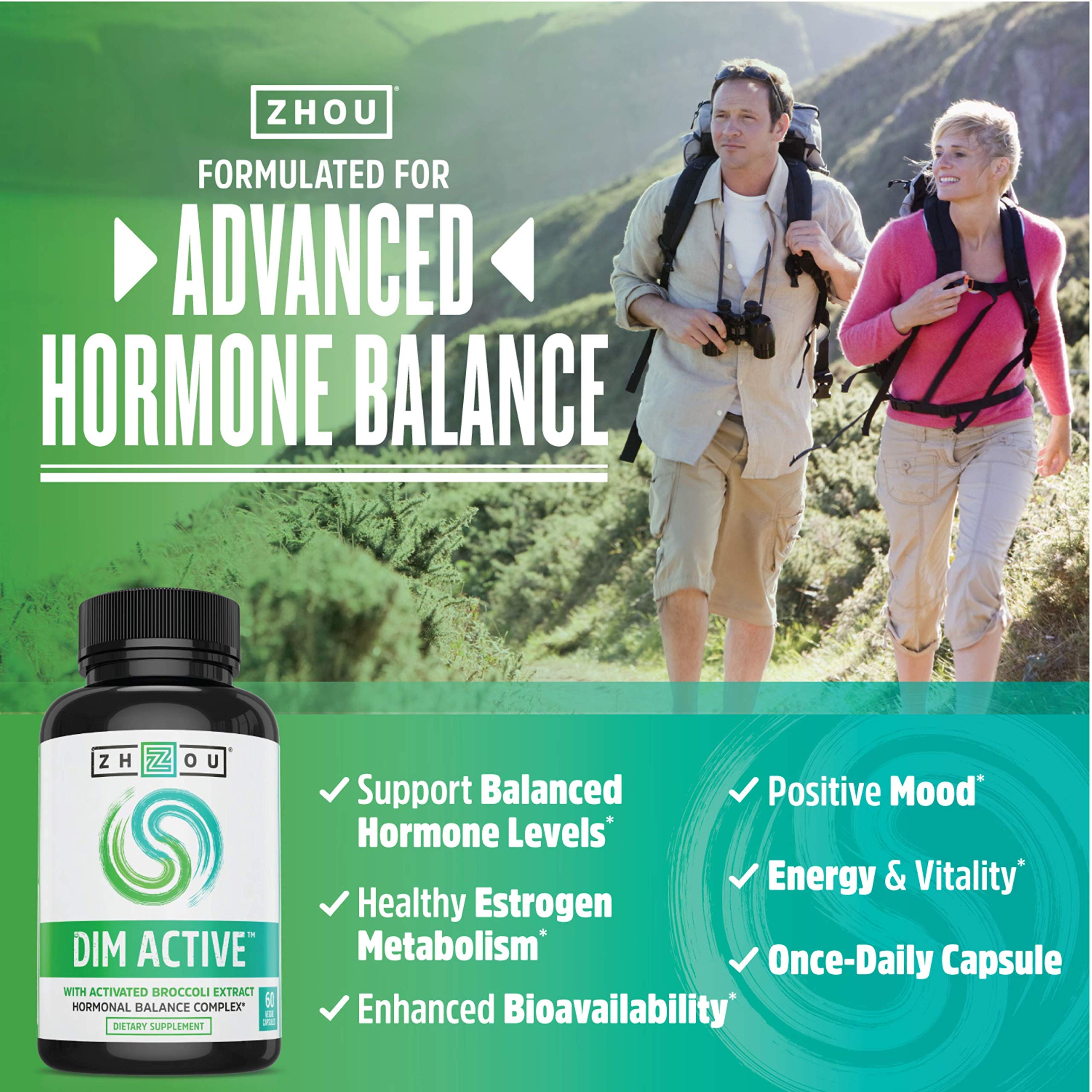 Zhou DIM Active | Menopause & Estrogen Metabolism Supplement with 250mg DIM Plus Zhou Nutrition