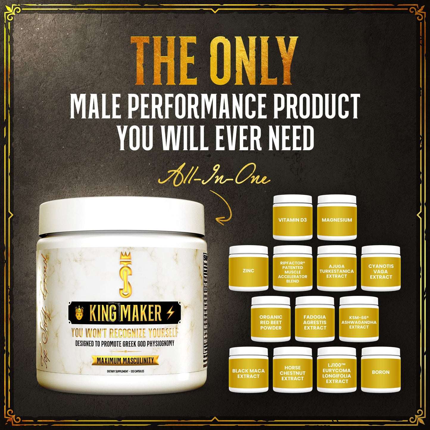 Top Shelf Grind King Maker, 13-in-1 Anabolic Supplement for Men to Increase Stamina