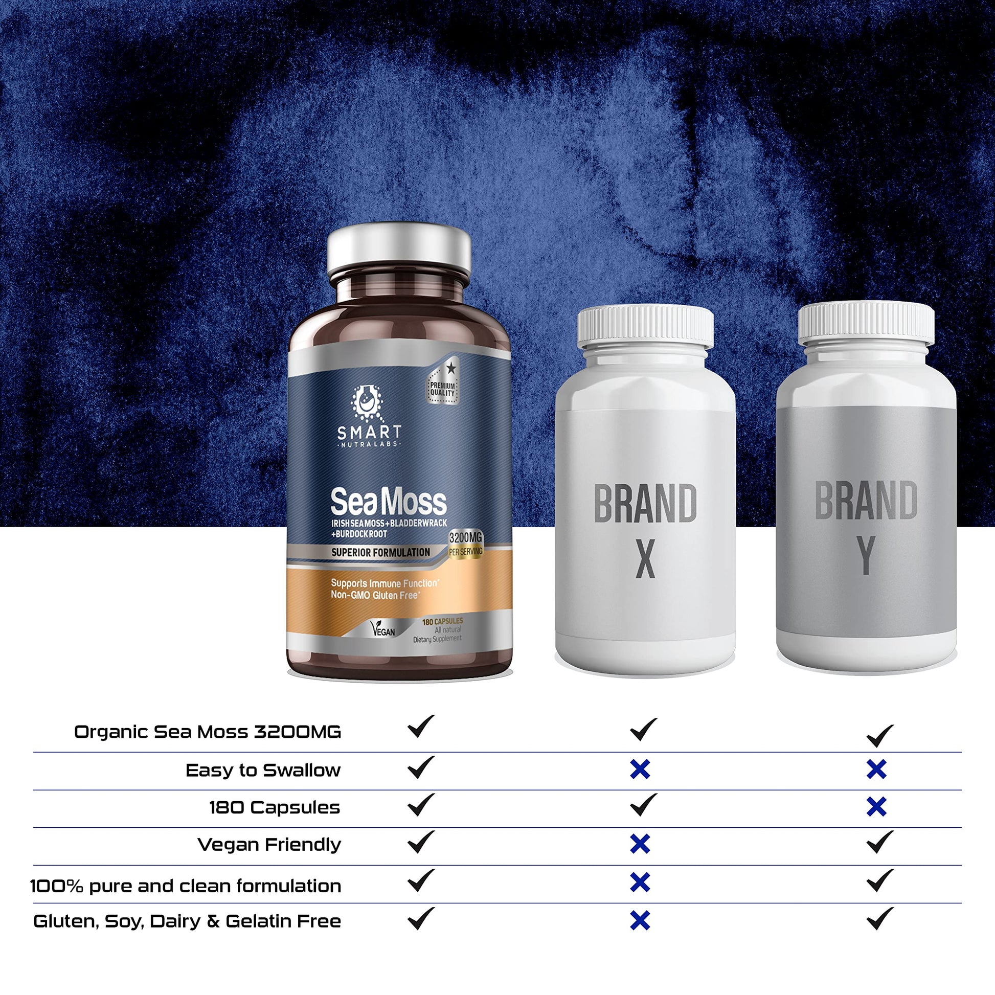 SMART NUTRA LABS Organic Sea Moss 3200MG Per Serving- 180 Vegan