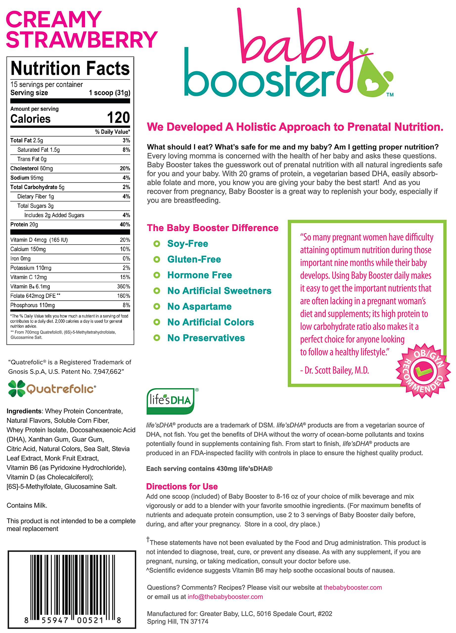 Baby Booster Prenatal Vitamin Supplement Shakes, Tahitian Vanilla and Strawberry Baby Booster