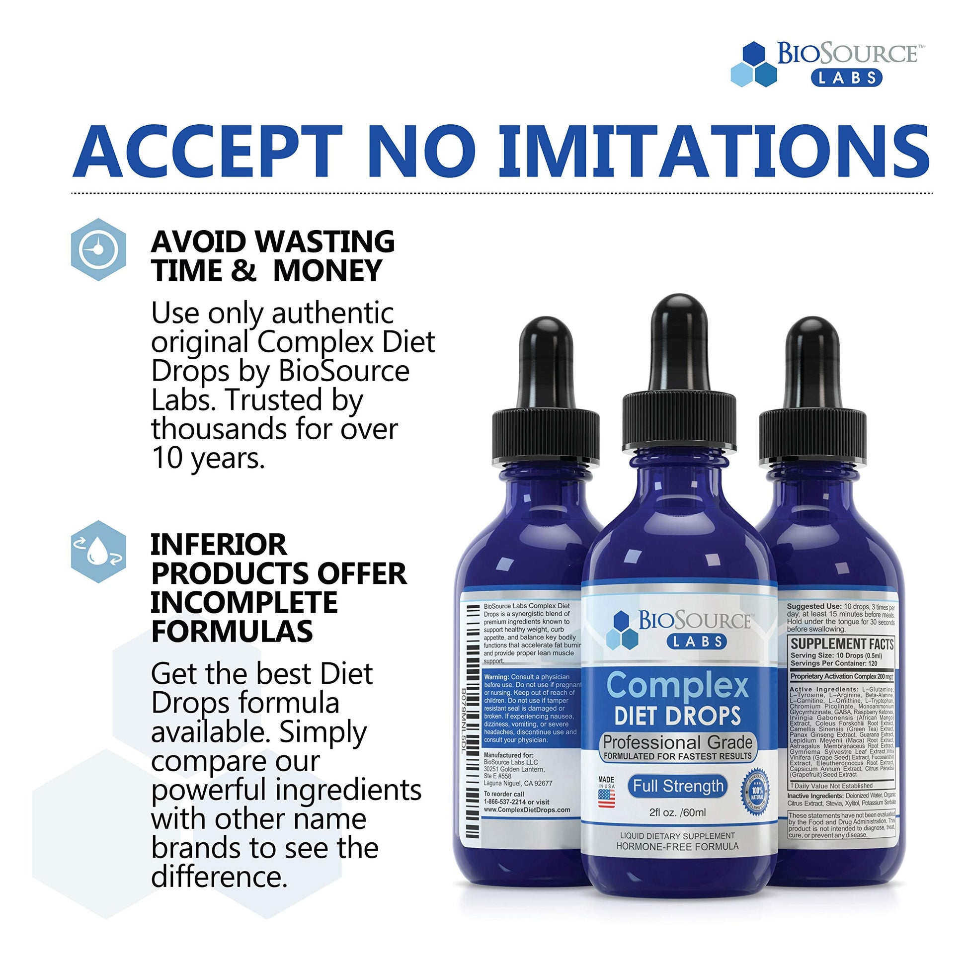 BioSource Labs Complex Diet Drops – Best Natural Weight Management Drops for Men and Women BioSource Labs