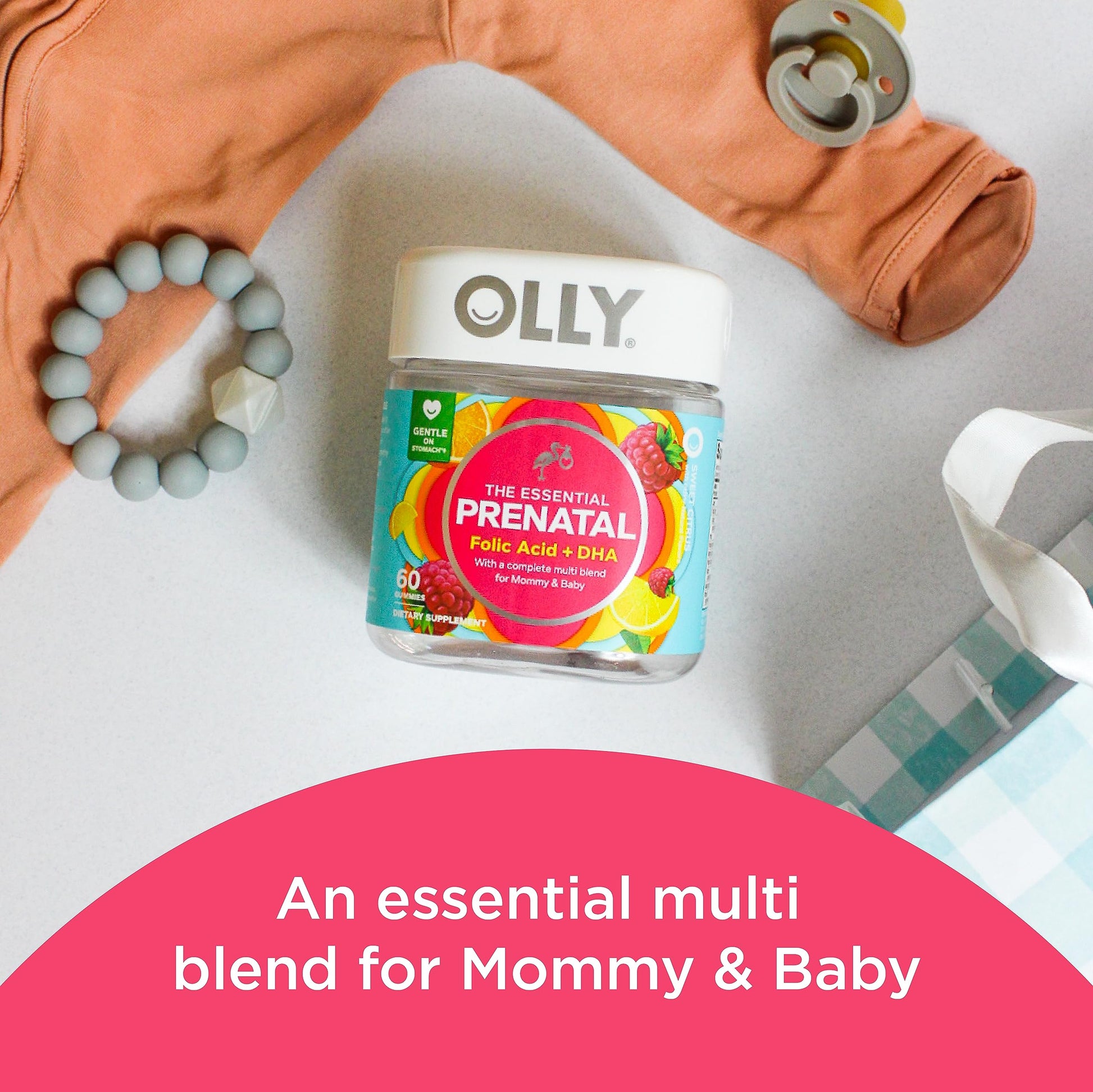 OLLY The Essential Prenatal Gummy Multivitamin, 30 Day Supply (Gummies), Sweet OLLY