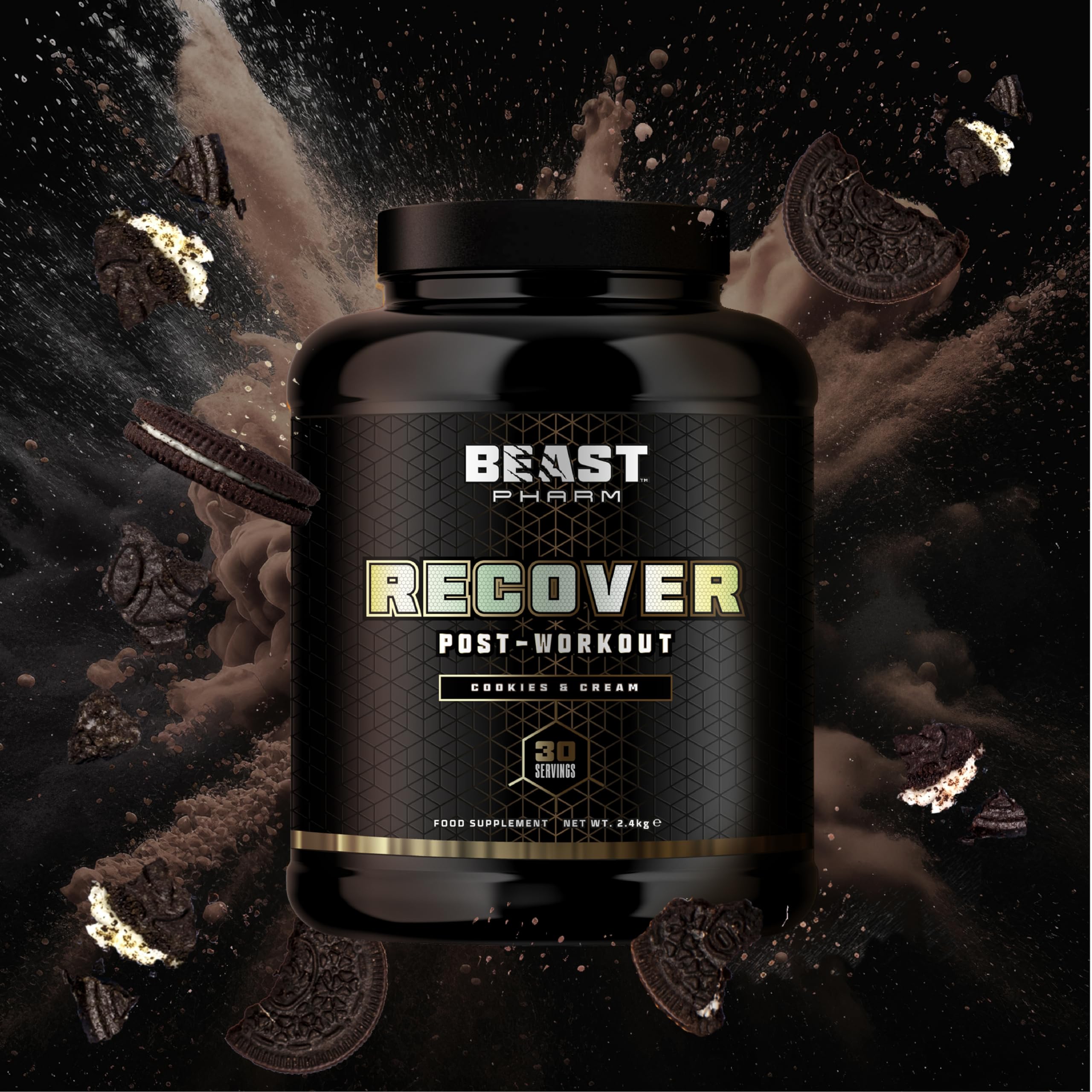 Beast Pharm | Recover Whey Protein Powder | 2.4kg/30 Servings | Cookies & Cream Beast Pharm