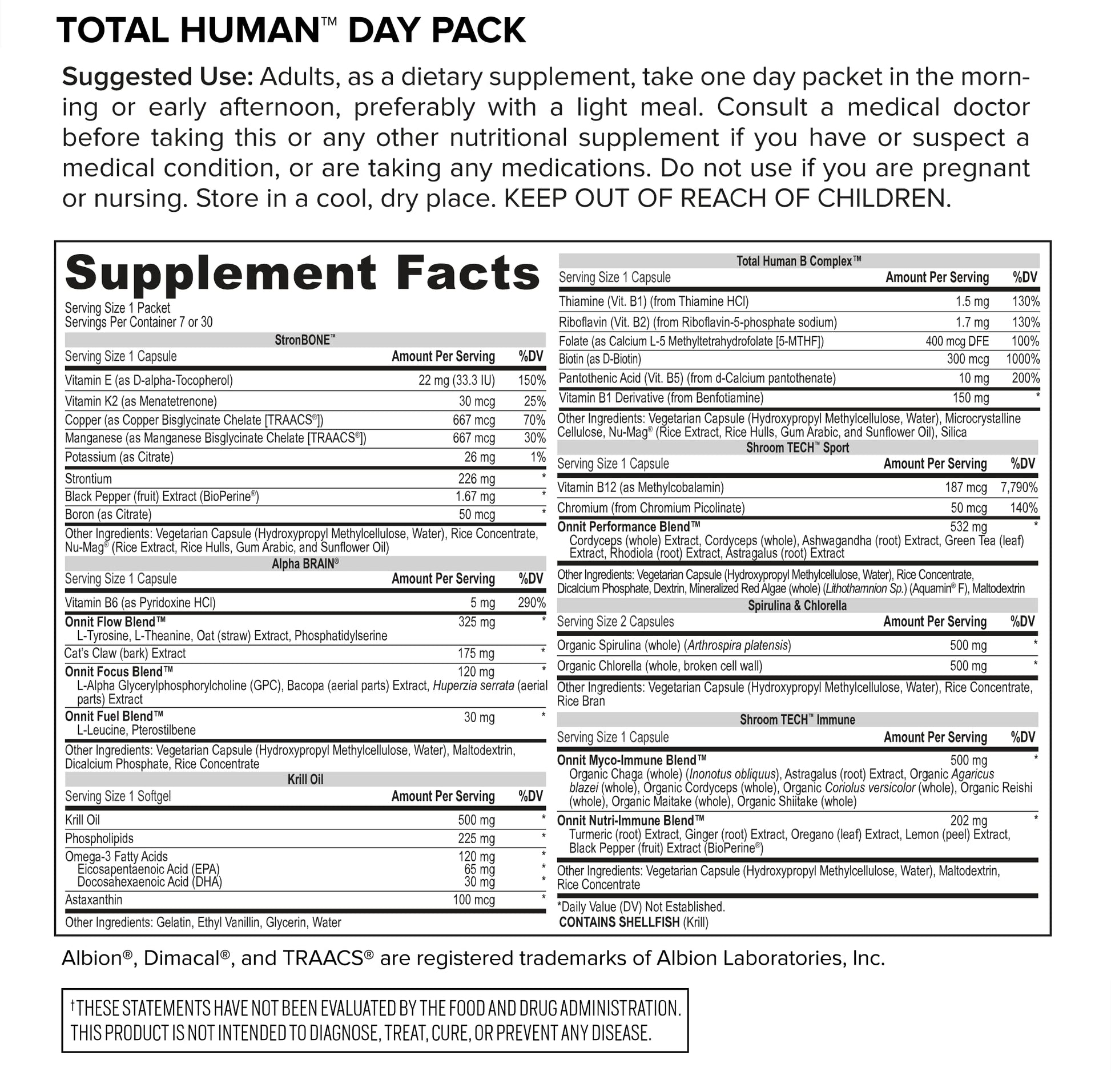 ONNIT Total Human Day and Night Vitamin Packs, 7-Day Supply Capsule