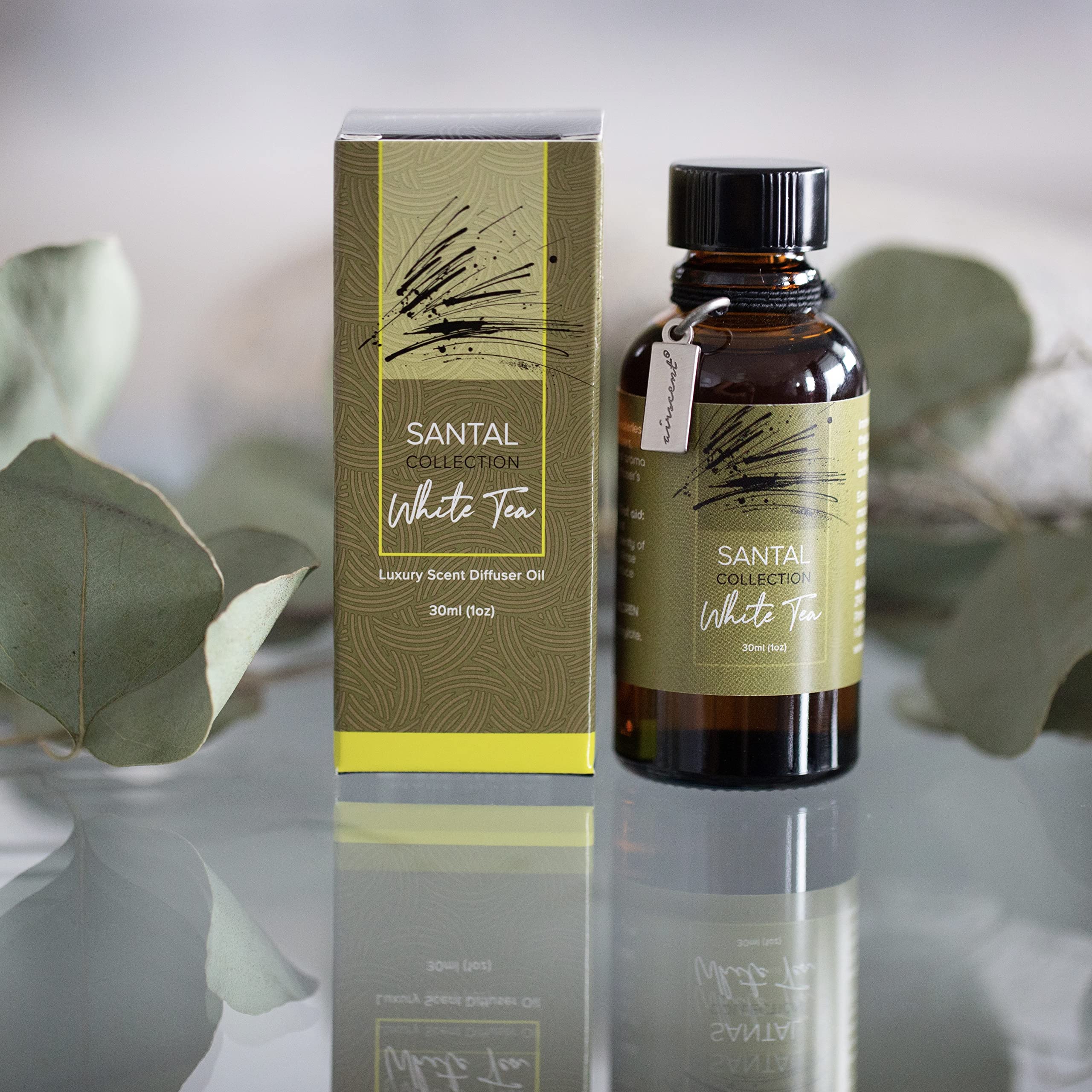 Santal White Tea Diffuser Oil - Air-Scent Aroma and Essential Oil Blend for Aromatherapy Diffusers - 30 Milliliter Air-Scent