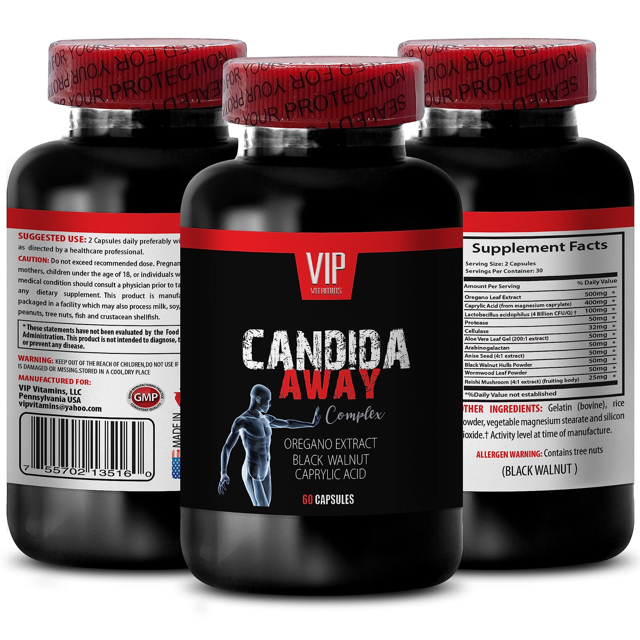 Natural detoxification Supplement - Candida Away Extra Strength Formula - Candida Support - Digestive AID