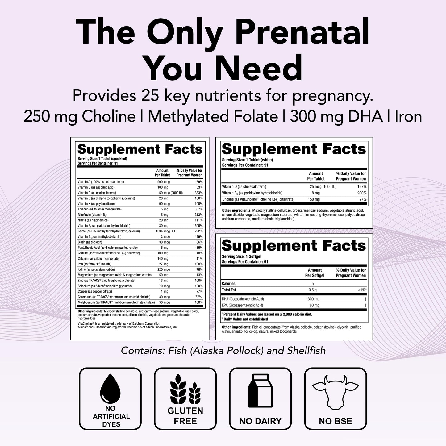 Theralogix TheraNatal Complete Prenatal Vitamin Supplement - 91-Day Supply - with DHA