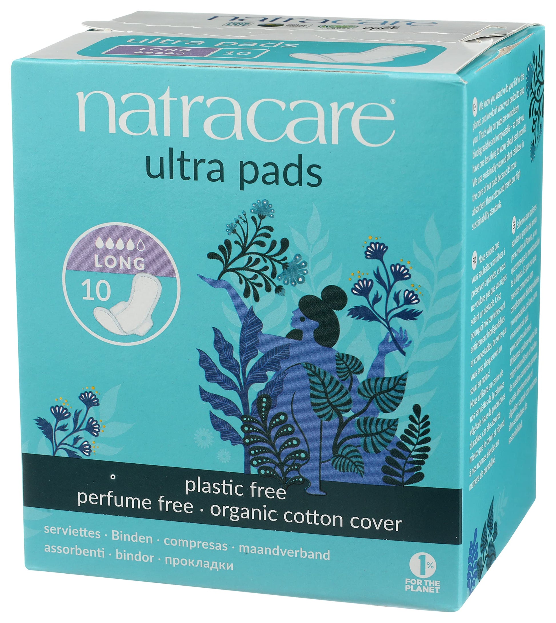 Natracare Slim Fitting Ultra Pads with Wings, Long, Made with Certified Organic Cotton NATRACARE