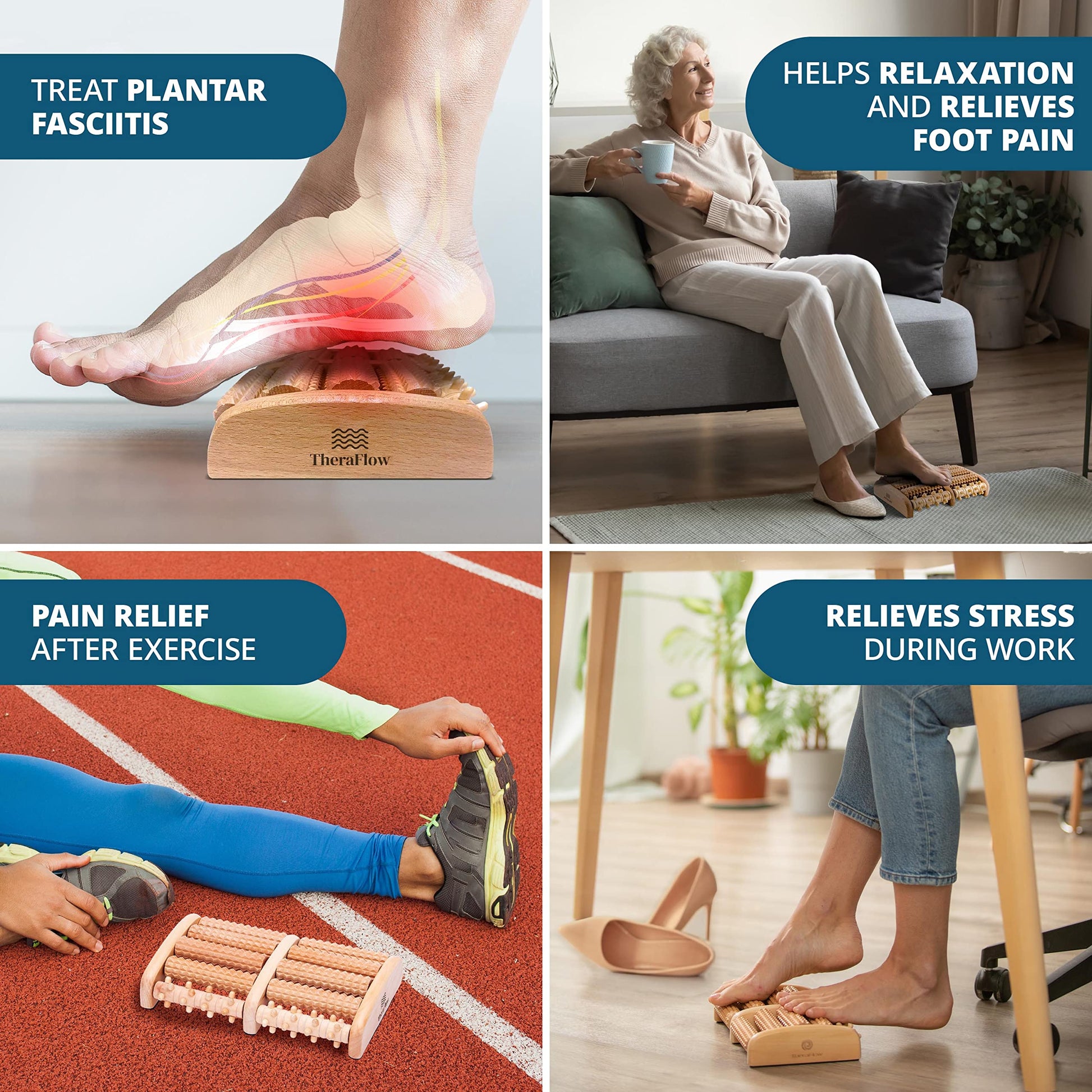 TheraFlow Foot Massager for Plantar Fasciitis Relief, Relaxation Gifts for Women, Men TheraFlow