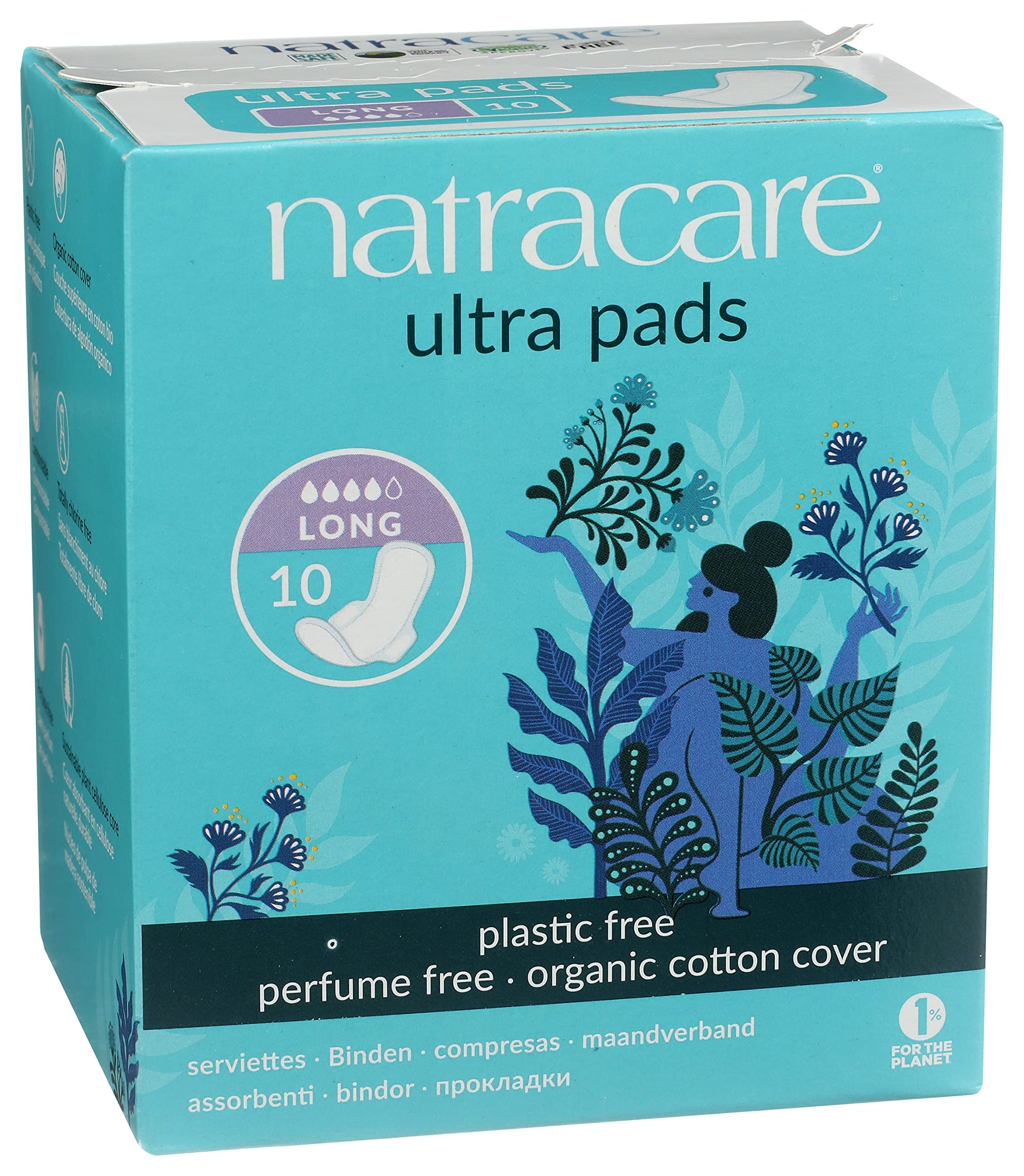 Natracare Slim Fitting Ultra Pads with Wings, Long, Made with Certified Organic Cotton NATRACARE