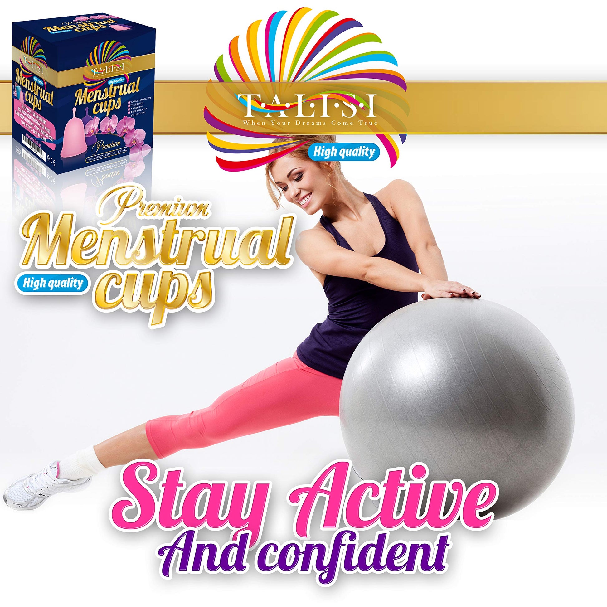 Talisi Menstrual Cups Set of 2 with Collapsible Silicone Sterilizer - Soft & Flexible Sensitive Feminine TALISI WHEN YOUR DREAMS COME TRUE