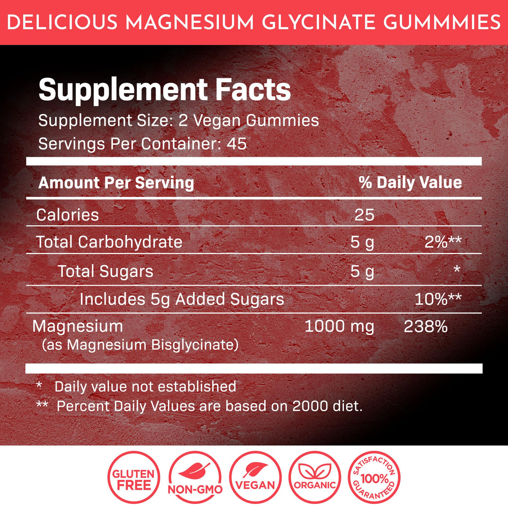 Magnesium Glycinate Gummies - 1000 mg - Magnesium Supplement to Support