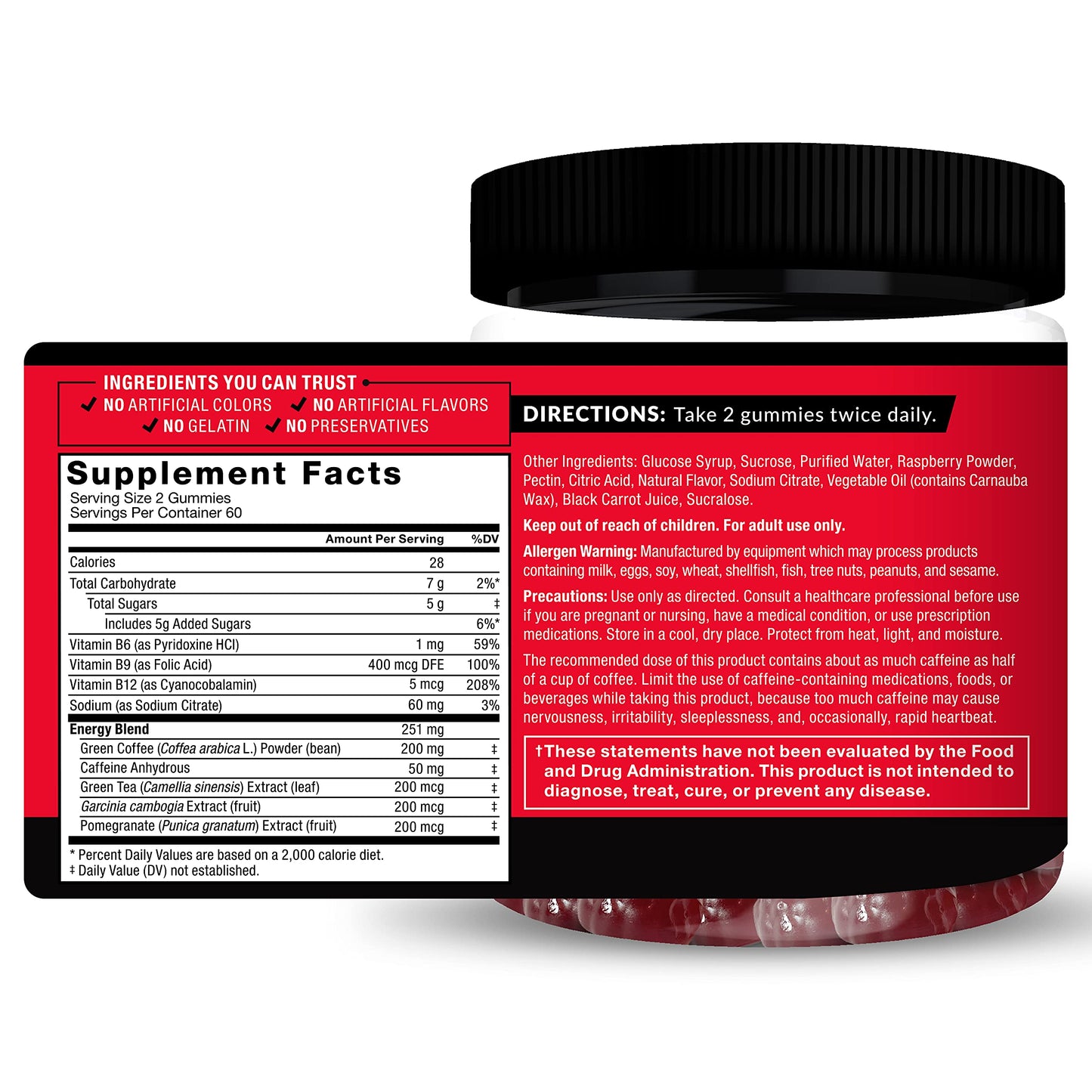 Force Factor LeanFire Thermo Gummies with B12 Vitamins, Caffeine, & Green Coffee Bean