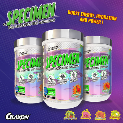 Glaxon Specimen High Stimulant Pre Workout Powder, Preworkout with 300mg Caffeine and 3200mg Beta Alanine Per Serving for Workout-Dominating Energy, Focus, and Pump (Alien Pop)