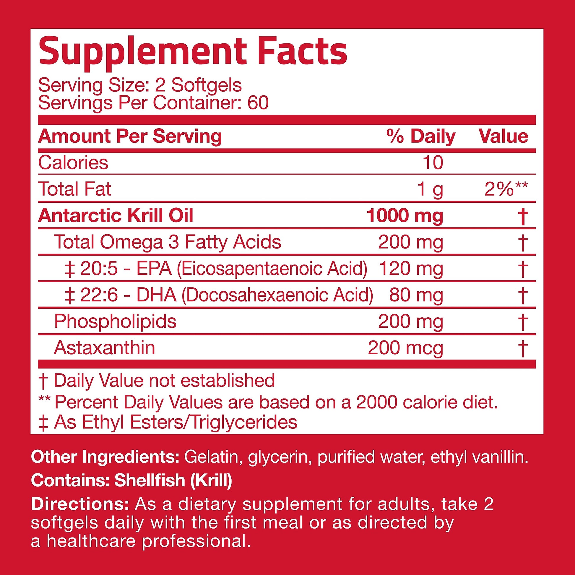 Bronson Antarctic Krill Oil 1000 mg with Omega-3s EPA, DHA, Astaxanthin and Phospholip Bronson