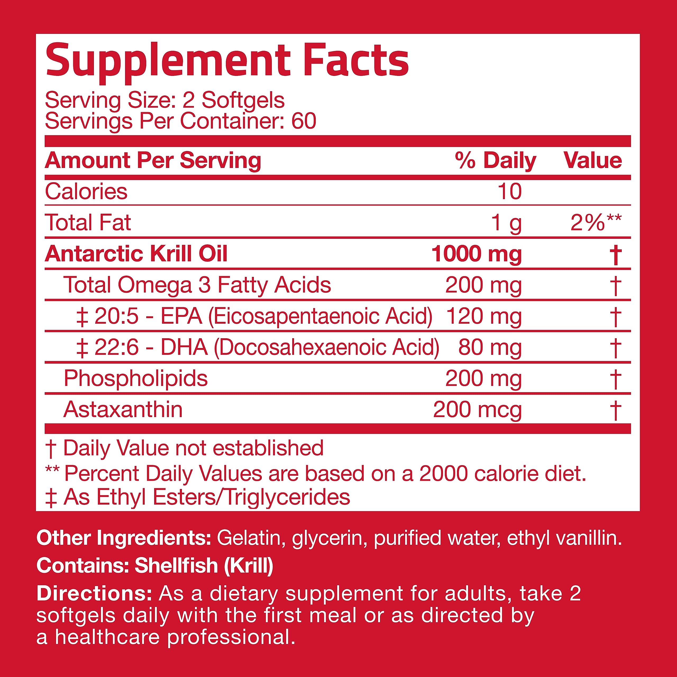 Bronson Antarctic Krill Oil 1000 mg with Omega-3s EPA, DHA, Astaxanthin and Phospholip Bronson