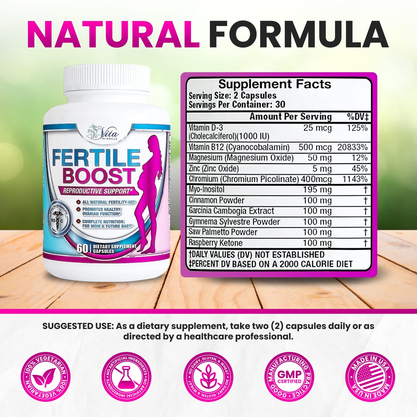 Inositol Capsules Myo-Inositol Fertility Supplements for Women Conception Prenatal Vitamins