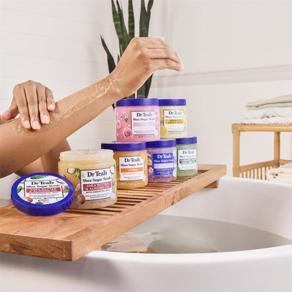 Dr Teal's Shea Sugar Body Scrub, Rose with Essential Oil, 19 oz (Pack of 3) Packaging May