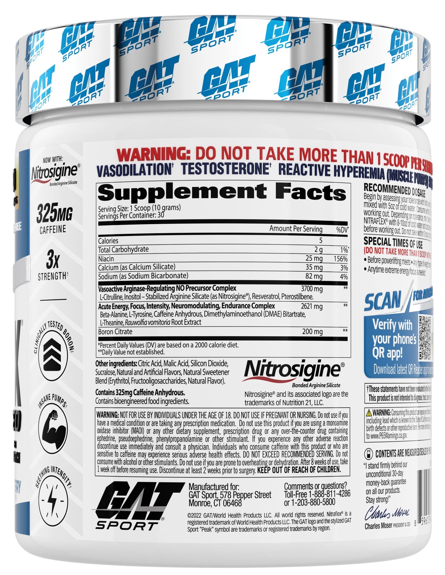 GAT SPORT Nitraflex Advanced Pre-Workout Powder, Increases Blood Flow