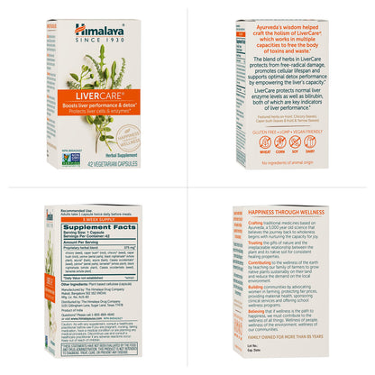 Himalaya LiverCare for Total Liver Support, Cleanse and Detox, Protects Cells & Enzymes