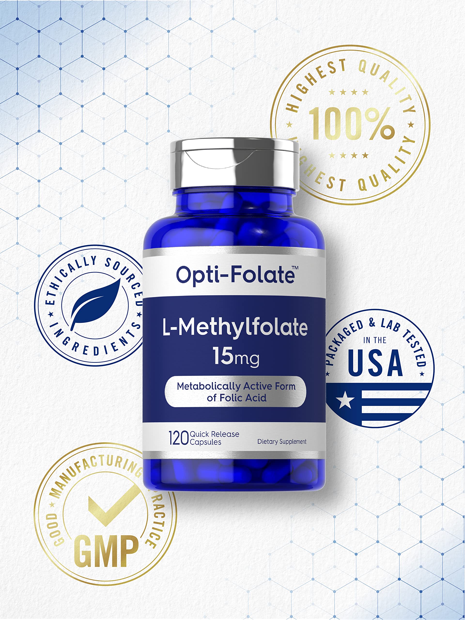 Carlyle L Methylfolate 15mg | 120 Capsules | Value Size | Max Potency | Optimized Carlyle