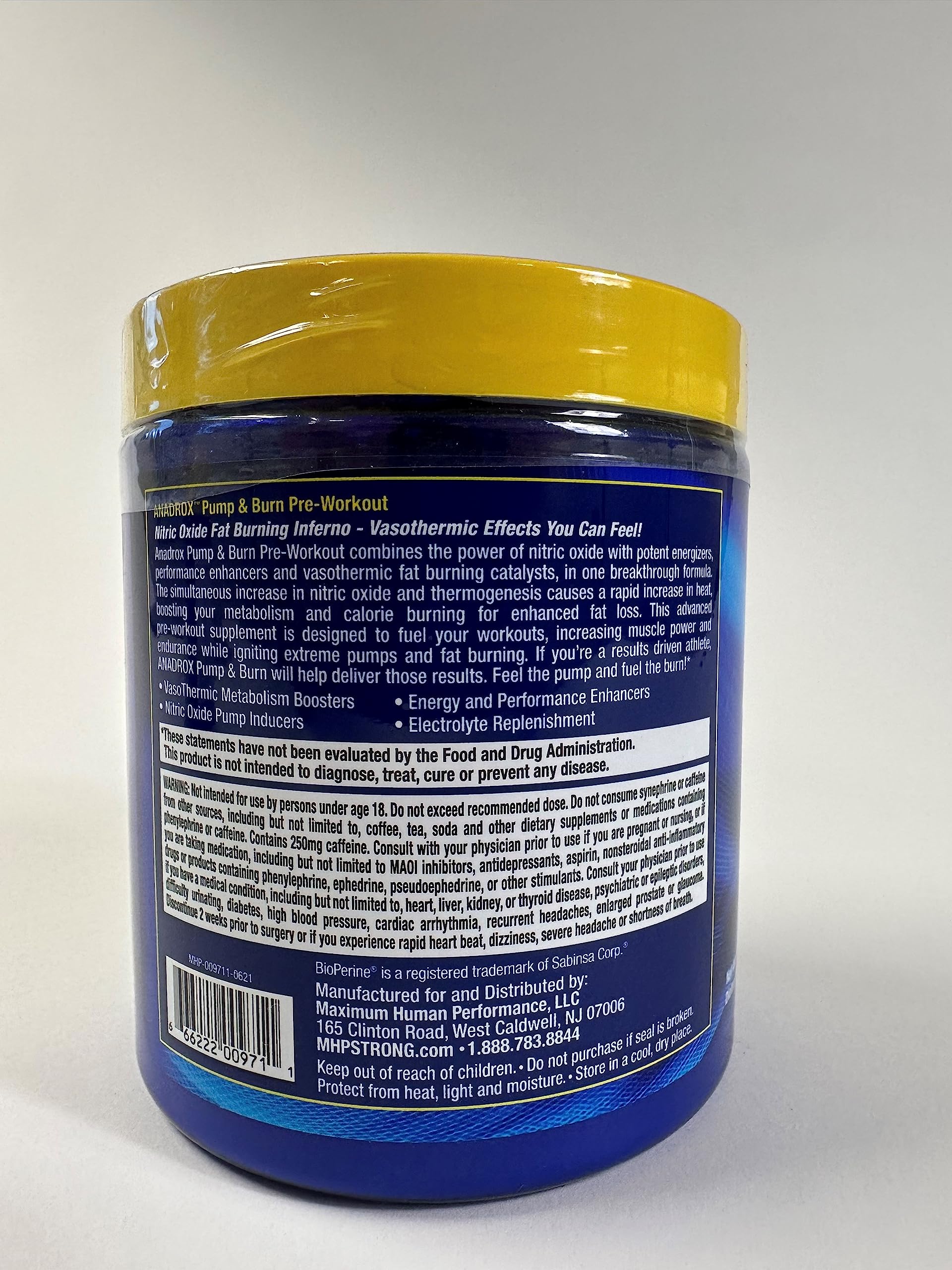 Maximum Human Performance Mhp Anadrox Pre-Workout, Nitric Oxide, Energy, Pumps, Wild Cherry