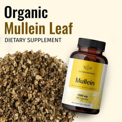 HERBAMAMA Mullein Leaf Capsules Respiratory Health - Organic Mullein Leaf Extract