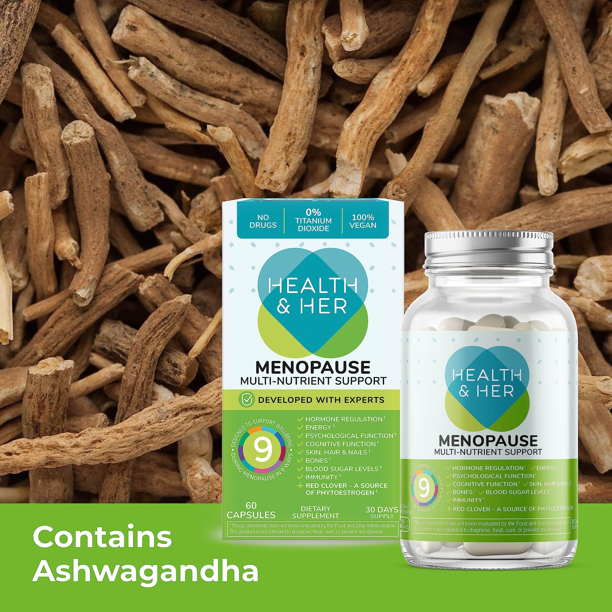 Health & Her Menopause Supplements For Women, Multi-Nutrient, Menopause Support Health and Her