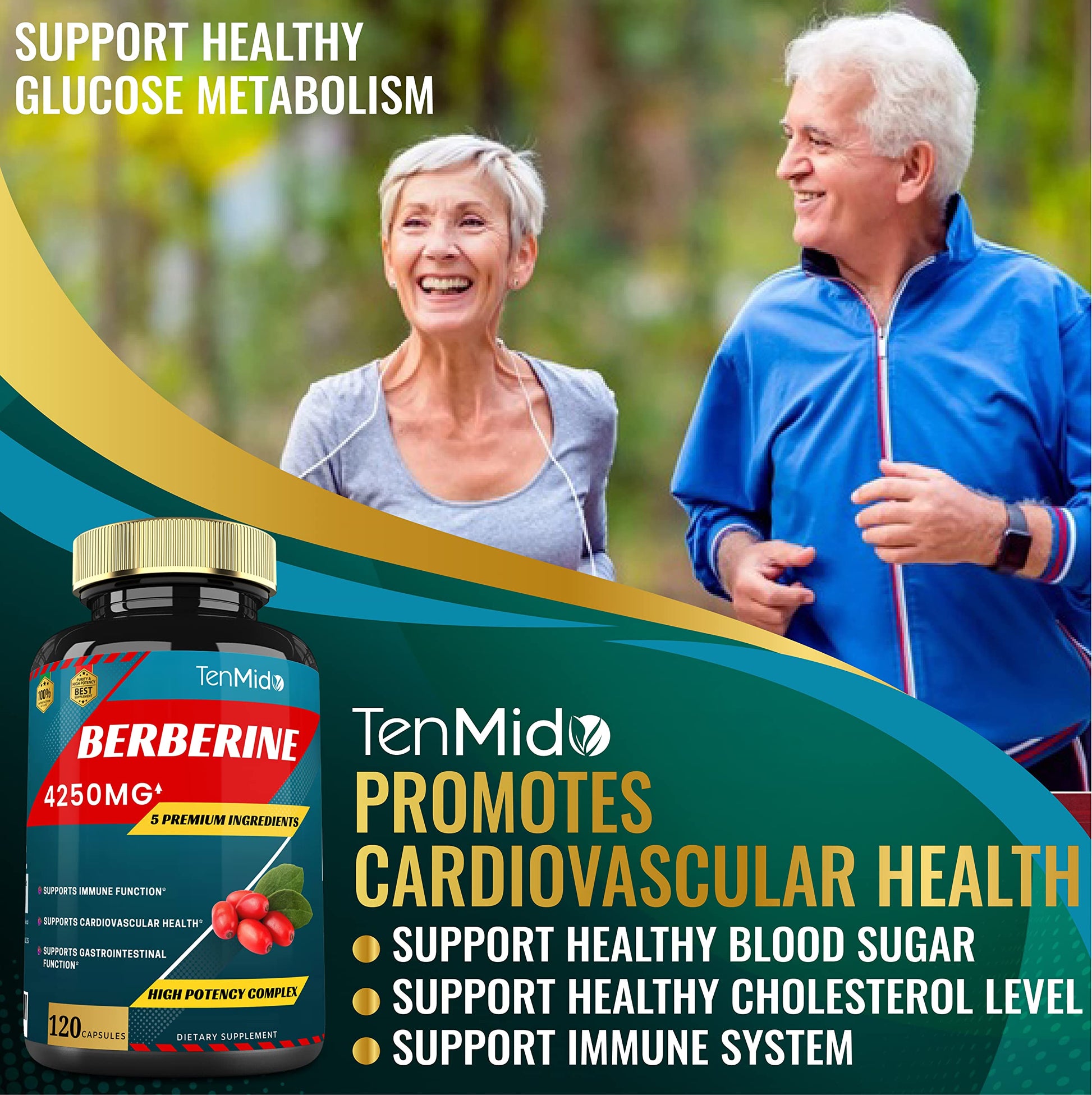 Berberine Extract Capsules 4250mg, 4 Months Supply & Ceylon, Milk Thistle, Turmeric Tenmido