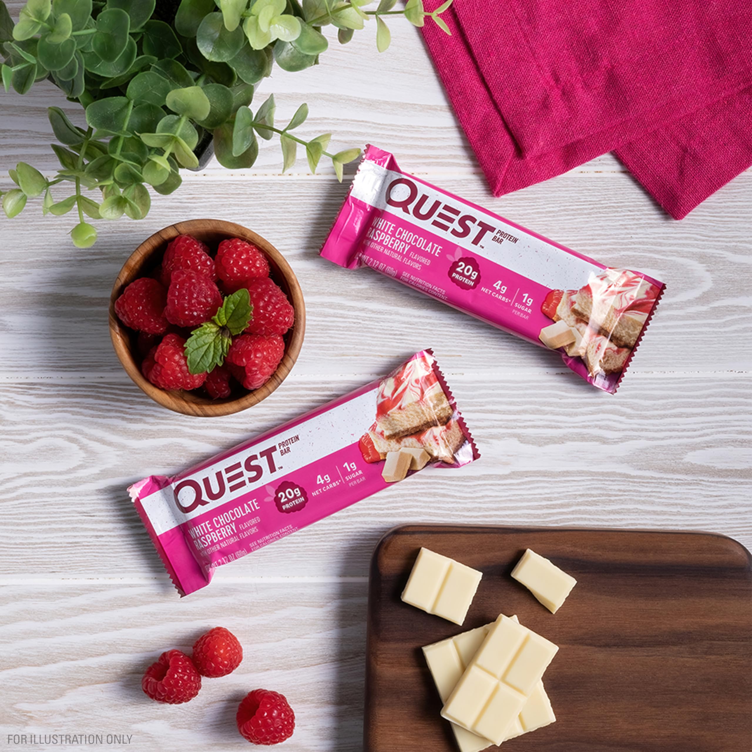Quest Nutrition White Chocolate Raspberry Protein Bars, High Protein, Low Carb, Gluten Free Quest Nutrition