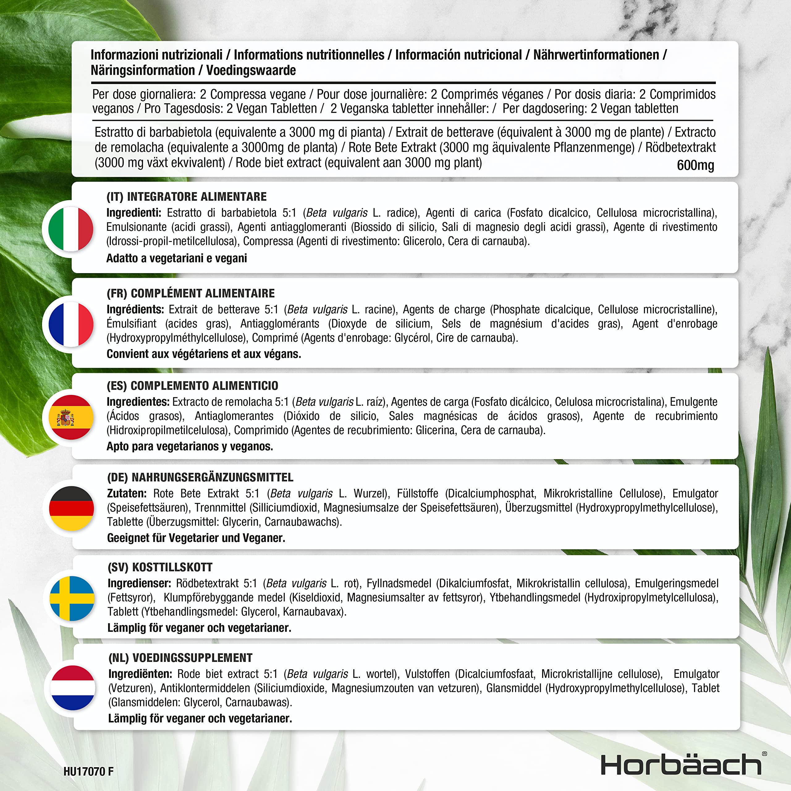 Beetroot Tablets 3000mg | 180 Count | High Strength 5:1 Extract Supplement | Nitric Oxide Horbäach