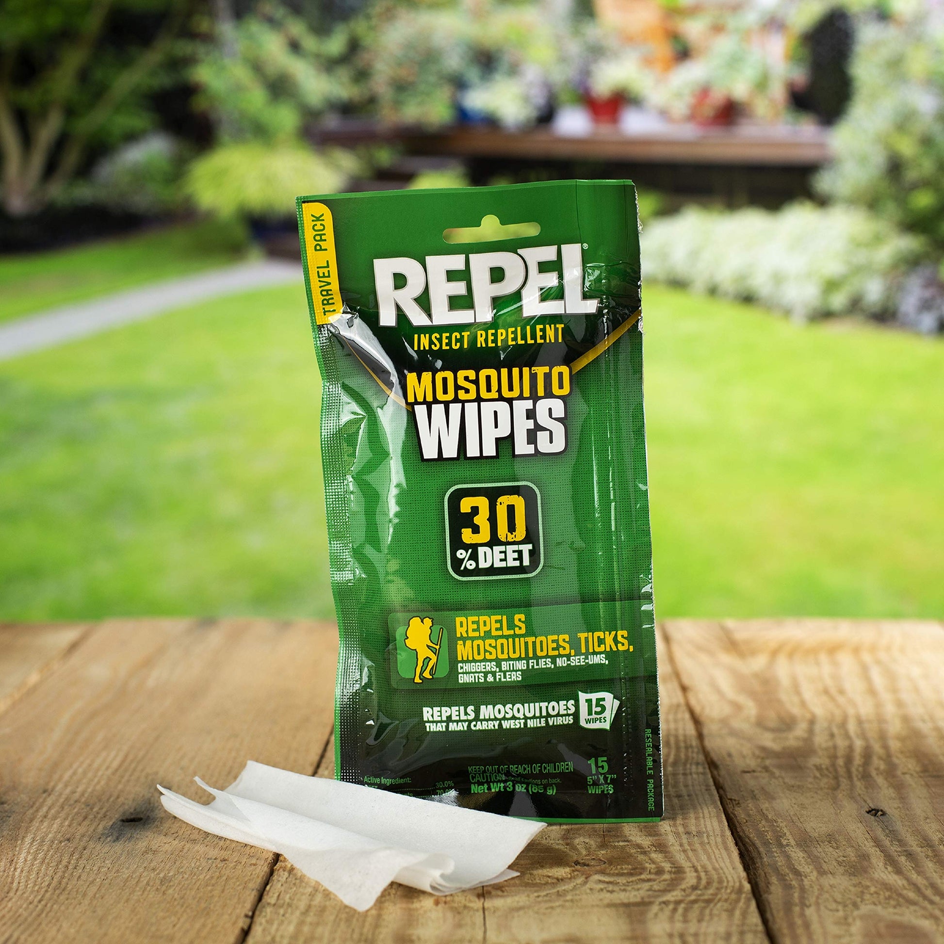 Repel Insect Repellent Mosquito Wipes, Repels Mosquitoes, Ticks, Gnats Repel