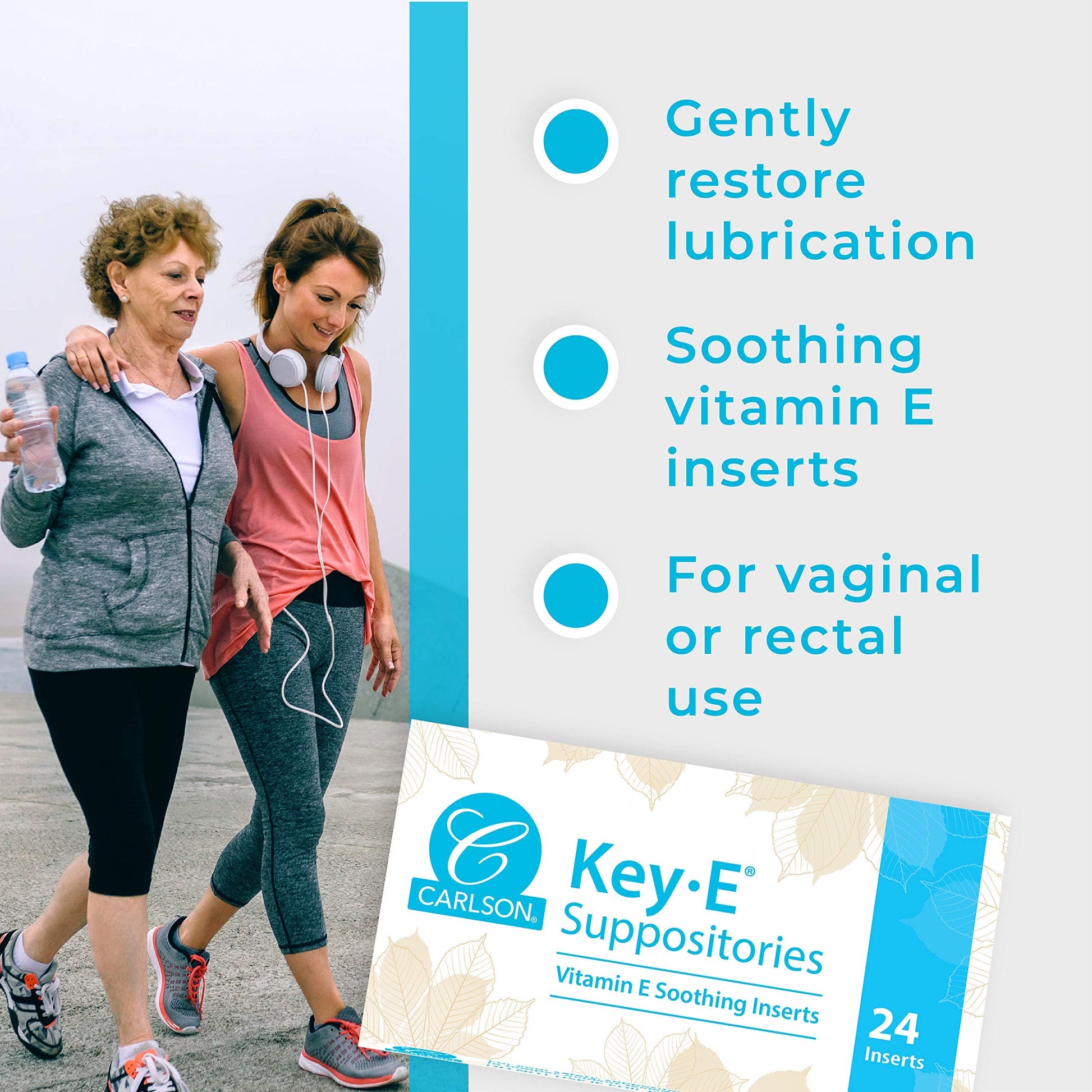 Carlson Labs Key-E Suppositories Vitamin E Soothing Inserts (2 Packages of 24 Inserts, 48Count) Carlson