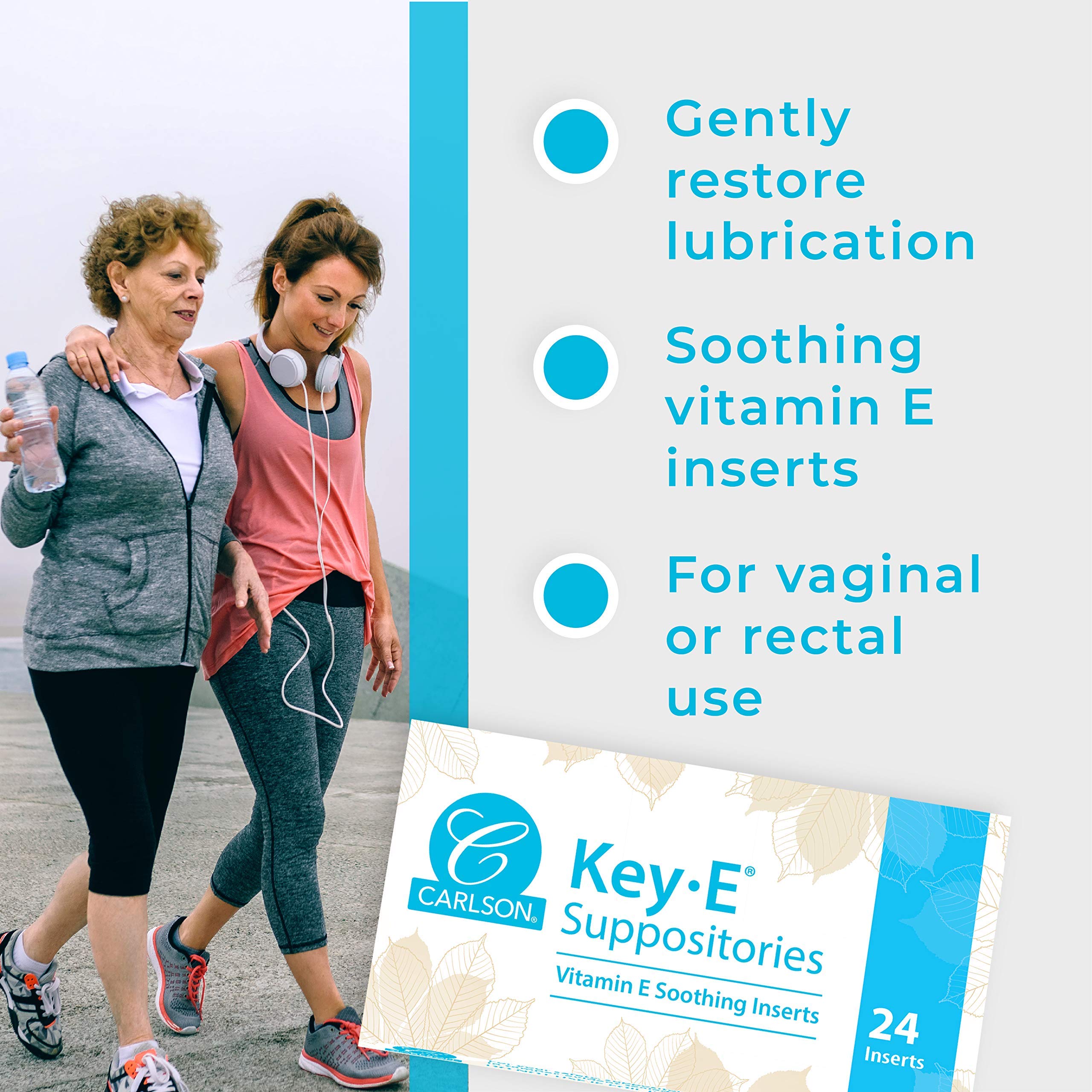 Carlson Labs Key-E Suppositories Vitamin E Soothing Inserts (2 Packages of 24 Inserts, 48Count) Carlson