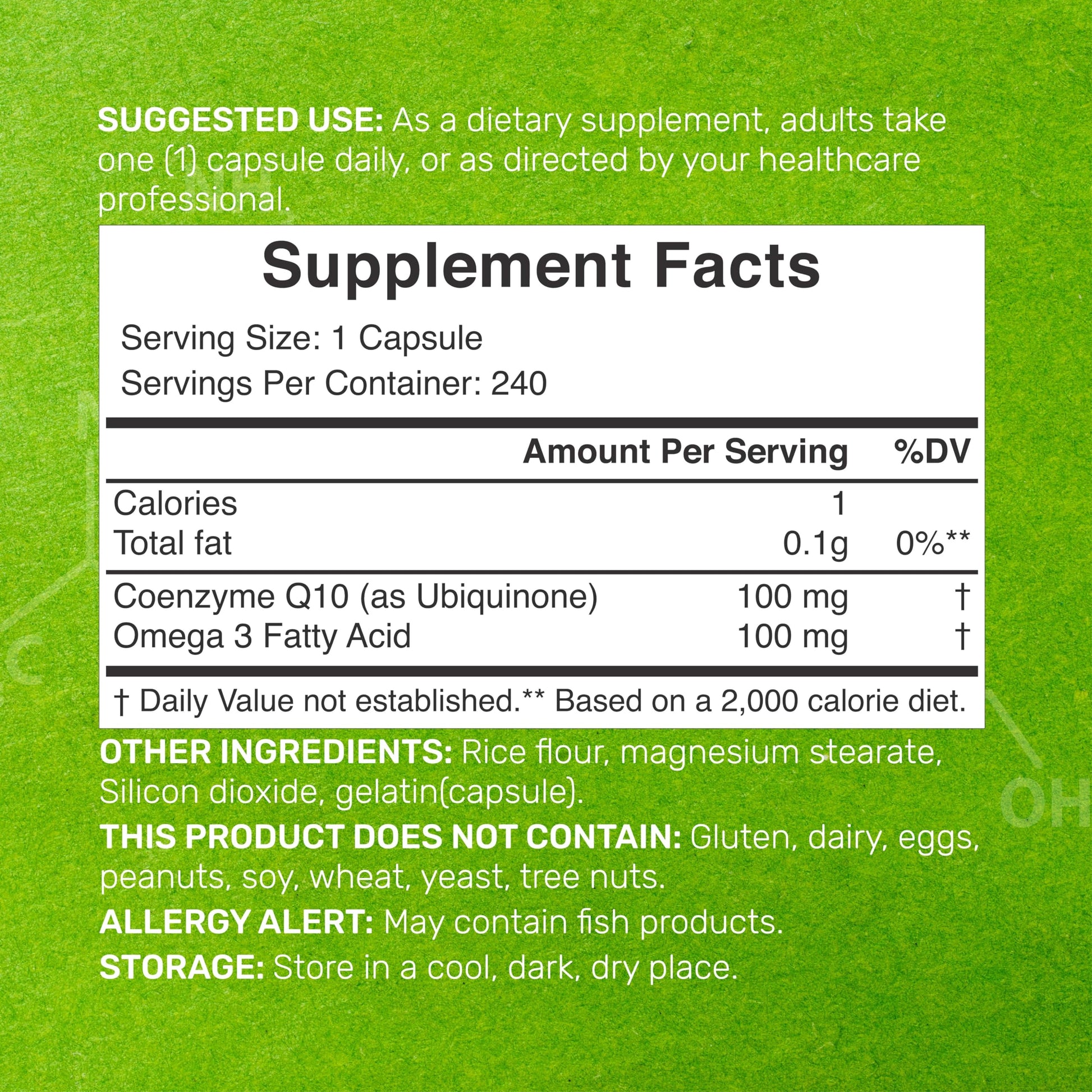 CoQ10 100mg, 240 Capsules – with Omega 3 Fatty Acid 100mg – Bioavailable Coenzyme DEAL SUPPLEMENT